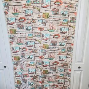 Vintage 1950s novelty cabin fabric yardage